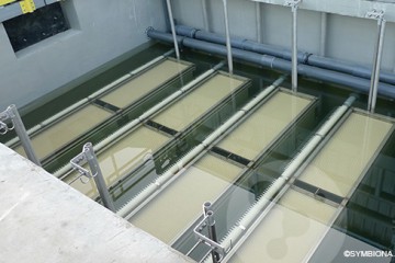 submerged membranes in AeroMem membrane bioreactor